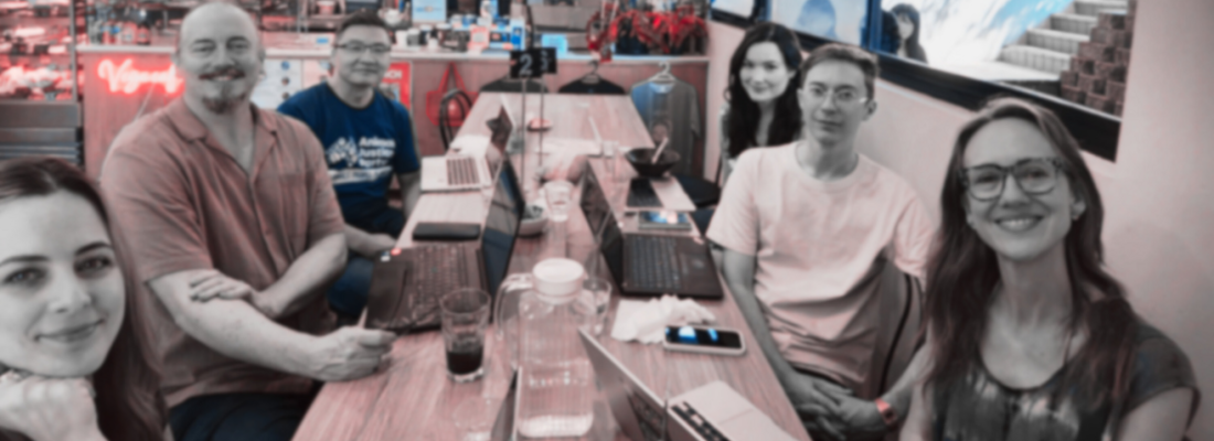 A friendly crew taking digital actions together at Vega