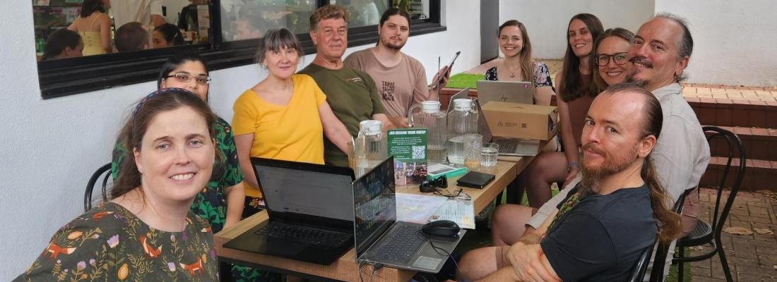 A friendly crew taking digital actions together at Vega