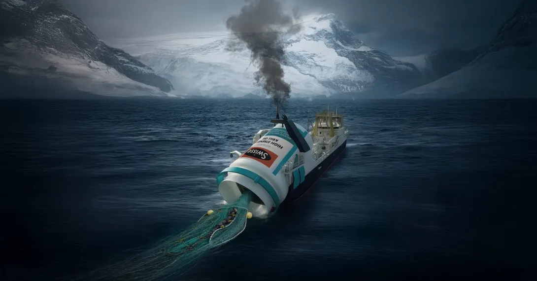 Bob Brown Foundation 'krill machine' swissekrills.org campaign graphic 